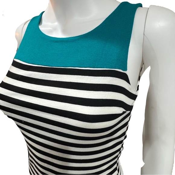 NWT soprano teal/ black and white striped sleeveless top ❤️ - Picture 3 of 5